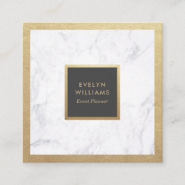 モダンで豪華な金ゴールド及び大理石のダークグレーのイベントプランナー スクエア名刺