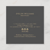 モダンで豪華な金ゴールド及び大理石のダークグレーのイベントプランナー スクエア名刺 (裏面)