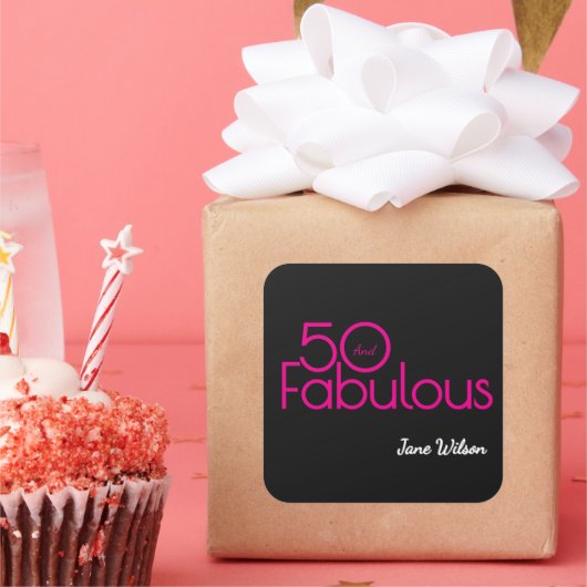 モダンで豪華な50歳の誕生日パーティー スクエアシール (パーティー)