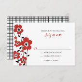 モダンで赤いアネモネの花|結婚RSVP 出欠カード (正面/裏面)