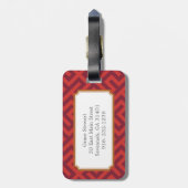 モダンで赤いギリシャ人の鍵幾何学的なパターンモノグラム ラゲッジタグ (裏面縦)
