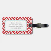 モダンで赤いギリシャ人の鍵幾何学的なパターンモノグラム ラゲッジタグ (裏面横)