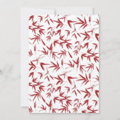 モダンで赤いタケ二重幸福の中国のな結婚式 招待状 (裏面)