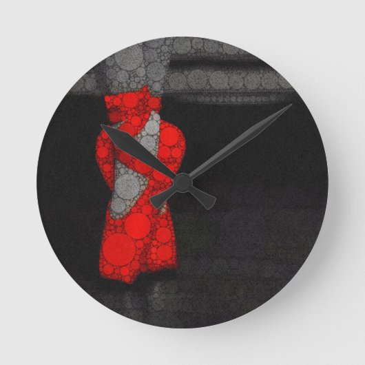 モダンで赤いバレエシューズ ラウンド壁時計 (正面)
