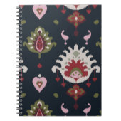 モダンで赤いピンクの黒くガーリーなイカットの種族パターン ノートブック (正面)