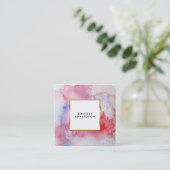 モダンで赤い水彩画の（ばちゃばちゃ）跳ねるのしぶきの金ゴールドフレーム スクエア名刺 (スタンド正面)