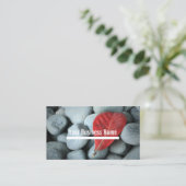 モダンで赤い葉および石の写真撮影 名刺 (スタンド正面)