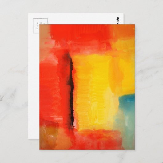 モダンで赤い黄色の抽象芸術の絵を描くこと ポストカード (正面/裏面)