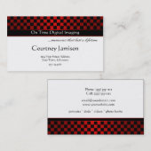 モダンで赤い黒はパターン名刺を市松模様にします 名刺 (正面/裏面)