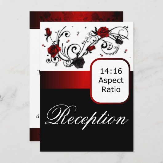 モダンで赤くおよび黒いバラの結婚披露宴の挿入物 エンクロージャーカード (正面/裏面)