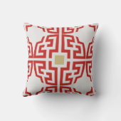 モダンで赤く白い中国趣味のシックで幾何学的な枕 クッション (裏面)