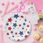 モダンで赤く青い水彩画は7月第4主演します ペーパープレート (パーティー)