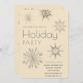 モダンで輝く雪の結晶が織りなす企業のホリデーパーティー 招待状 (正面/裏面)