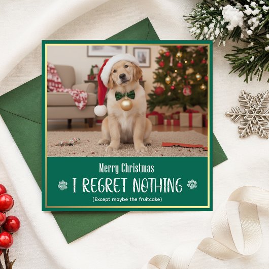 モダンで遊び心のあるかわいい犬の写真 楽しいクリスマス シーズンカード