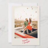 モダンで遊び心のあるカラフルなレトロで楽しい写真ウェディング 招待状 (裏面)