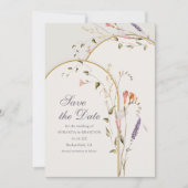 モダンで遊び心のあるフラワーボホウェディング・セーブ・ザ・デート 招待状 (正面)