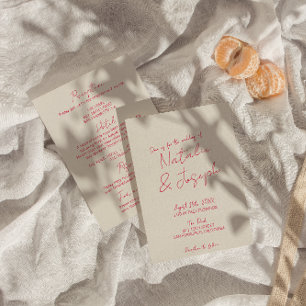 モダンで遊び心のあるレトロなウェディングスタイルが一つに 招待状