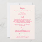 モダンで遊び心のある明るいレトロなオールインワンの結婚式 招待状 (裏面)