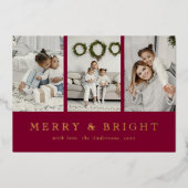 モダンで陽気な赤いクリスマスホリデー 箔シーズンカード (正面)