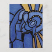 モダンで青いクリスマスの出生イエス・キリストメリーヨセフ シーズンポストカード (正面)