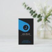 モダンで青いモノグラムのフィルムの編集者の名刺 名刺 (スタンド正面)