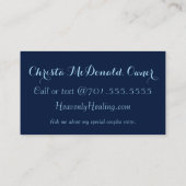 モダンで青い三日月形の月および星 名刺 (裏面)