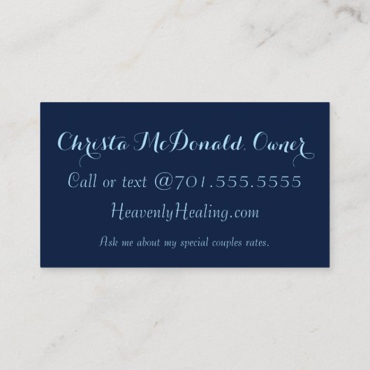 モダンで青い三日月形の月および星 名刺 (裏面)