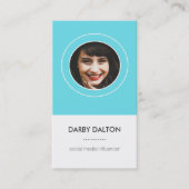 モダンで青い写真社会的な媒体の名刺 名刺 (正面)