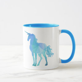 モダンで青い多角形のユニコーン マグカップ