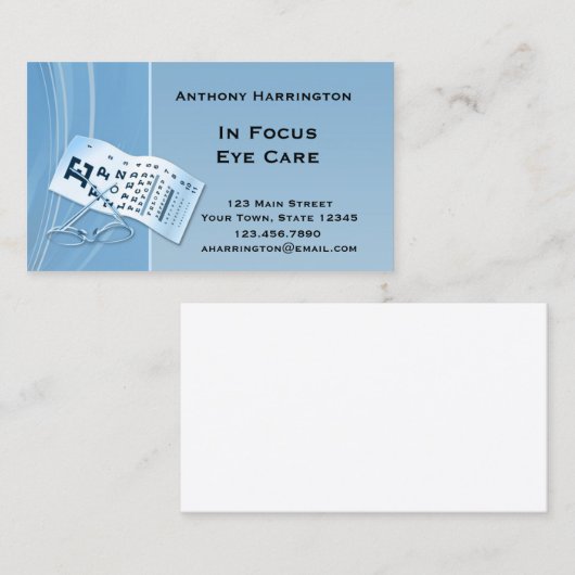 モダンで青い検眼医 名刺 (正面/裏面)