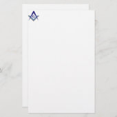 モダンで青い正方形及びコンパス 便箋 (正面/裏面)