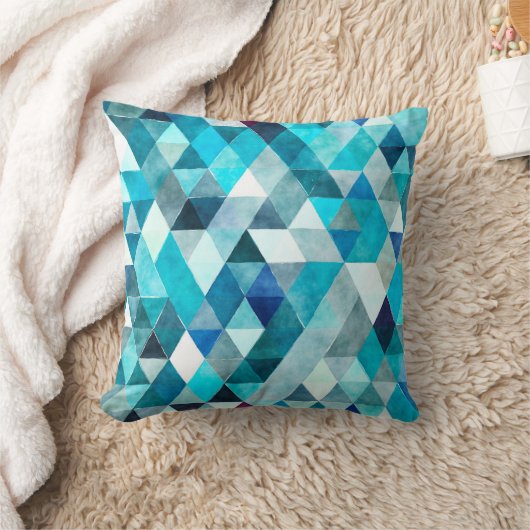 モダンで青い水彩画の抽象芸術の装飾用クッション クッション (ブランケット)