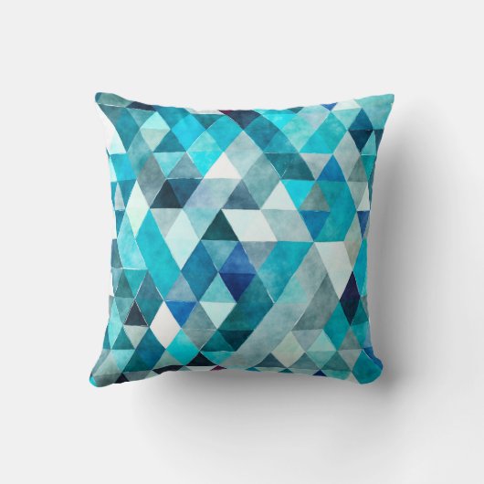 モダンで青い水彩画の抽象芸術の装飾用クッション クッション (裏面)