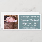 モダンで青い男の赤ちゃんの誕生の発表 案内状 (正面/裏面)