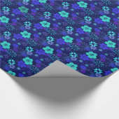 モダンで青い花の包装紙 ラッピングペーパー (角)