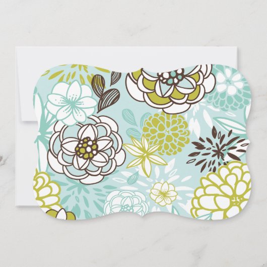 モダンで青い花の十字の男の子の洗礼の招待状 招待状 (裏面)