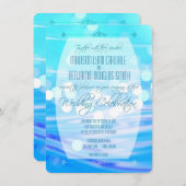 モダンで青い輝きの結婚式のお祝いの招待状 招待状 (正面/裏面)