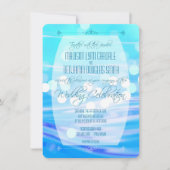 モダンで青い輝きの結婚式のお祝いの招待状 招待状 (正面)