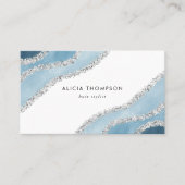 モダンで青い銀製の水彩画の潮 名刺 (正面)