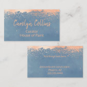 モダンで青およびばら色の金ゴールドの名刺 名刺 (正面/裏面)