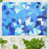 モダンで青および白のステンドグラスの海のモザイク キッチンタオル (折り畳み)