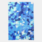 モダンで青および白のステンドグラスの海のモザイク キッチンタオル (縦)