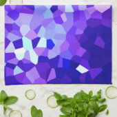 モダンで青および紫色のステンドグラスの海のモザイク キッチンタオル (折り畳み)