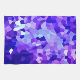 モダンで青および紫色のステンドグラスの海のモザイク キッチンタオル