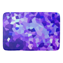 モダンで青および紫色のステンドグラスピクセルモザイク バスマット