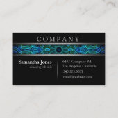 モダンで青および緑の宝石の曼荼羅 名刺 (裏面)