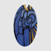 モダンで青く神聖な家族のクリスマス オーナメント (正面)