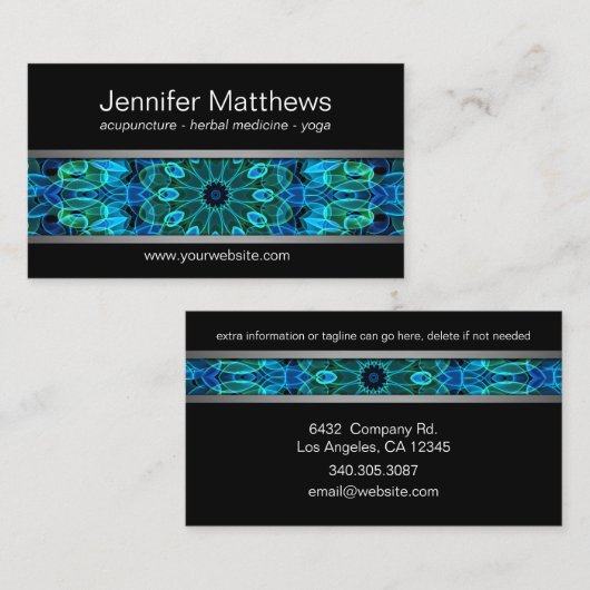 モダンで青及び緑の宝石の曼荼羅 名刺 (正面/裏面)