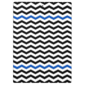 モダンで青及び黒いシェブロンのジグザグ形のプリントのクリップボード クリップボード (裏面)