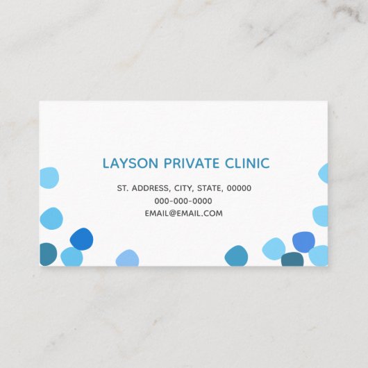 モダンで青点々のあるな小児科の名刺 名刺 (裏面)